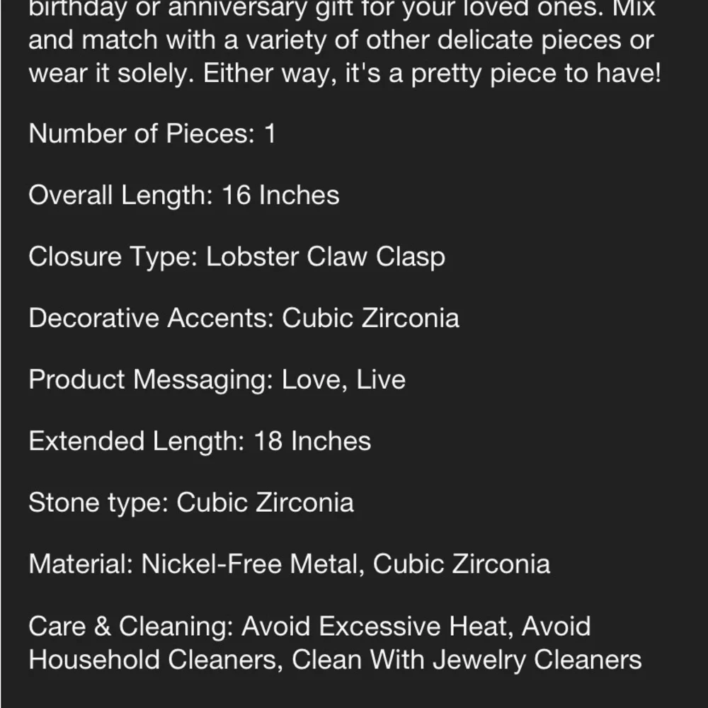 Sterling Silver Gold Dipped Cubic Zirconia Heart Chain Necklace NWT - Picture 8 of 8